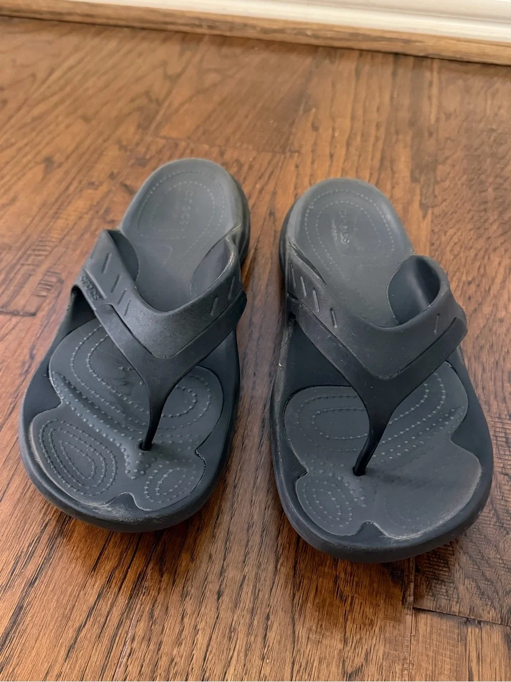 CROCS Dual Comfort Black Modi Sport Flip Flops Men's 12